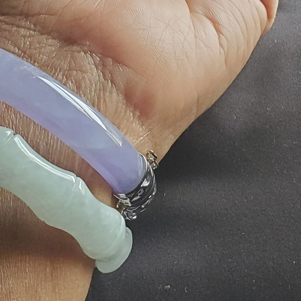 Burmese Jade Bangle Bracelet Hand Carved White Natural